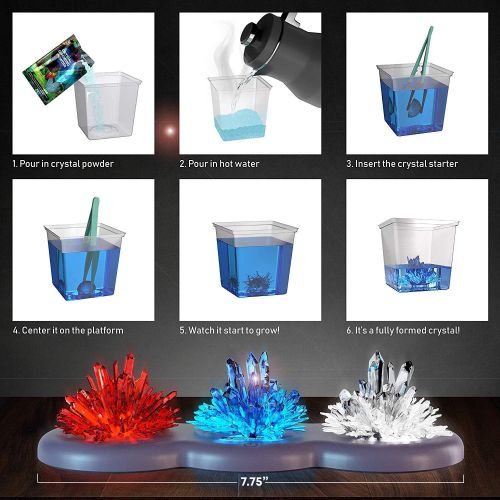  [아마존베스트]Light-up Crystal Growing Kit for Kids - Grow Your Own Crystals and Make Them Glow : Great Science Experiments Gifts for Kids, Boys & Girls - STEM Toys - Crystal Making Science Kit