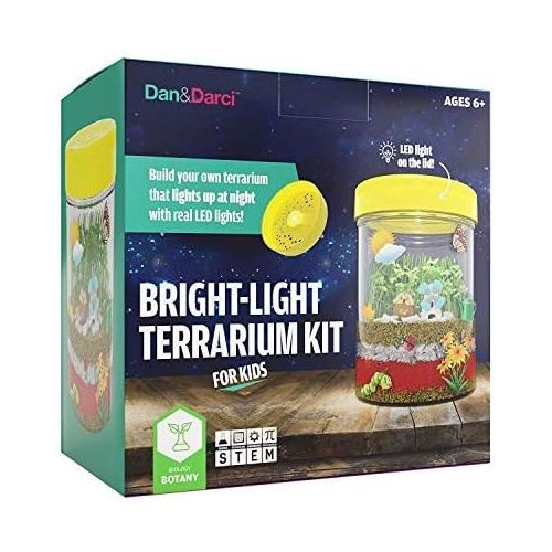  [아마존베스트]Dan&Darci Bright-Light Terrarium Kit for Kids with LED Light on Lid | Build Your own Terrarium That Lights up at Night with Real LED Lights | Great Science Kits Gifts for Children