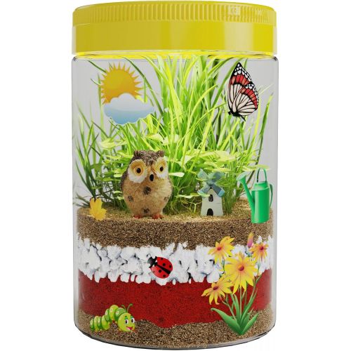  [아마존베스트]Dan&Darci Bright-Light Terrarium Kit for Kids with LED Light on Lid | Build Your own Terrarium That Lights up at Night with Real LED Lights | Great Science Kits Gifts for Children