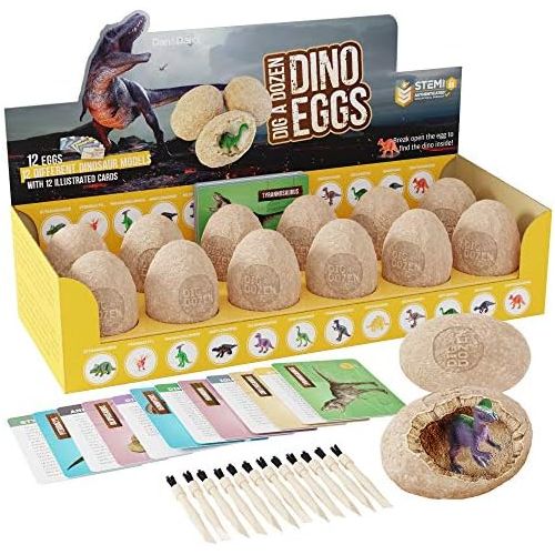  [아마존베스트]Dig a Dozen Dino Eggs Kit - Break Open 12 Unique Dinosaur Eggs and Discover 12 Cute Dinosaurs - Easter Archaeology Science STEM Gift (Dinosaurs)