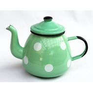 DanDiBo Enamel Teapot 582AB light green with white dots 0,75 L enamelled 14 cm Jug Can Coffeepot