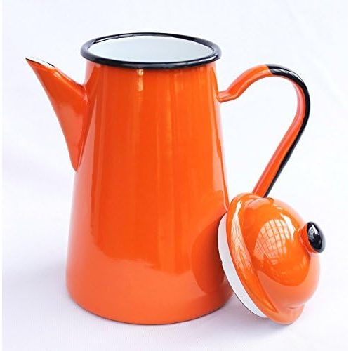  DanDiBo Kaffeekanne 578TB Orange 1,0 L emailliert 22 cm Wasserkanne Kanne Emaille Nostalgie Teekanne