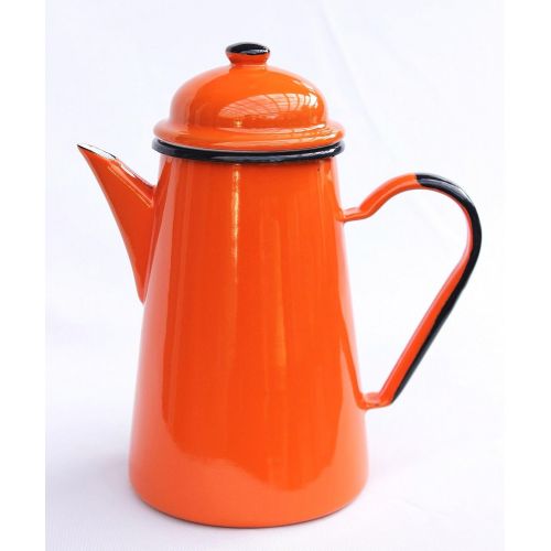  DanDiBo Kaffeekanne 578TB Orange 1,0 L emailliert 22 cm Wasserkanne Kanne Emaille Nostalgie Teekanne