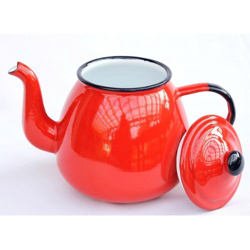  DanDiBo Teekanne 582AB Rot 0,75 L emailliert 14 cm Wasserkanne Kanne Kaffeekanne Emaille Nostalgie