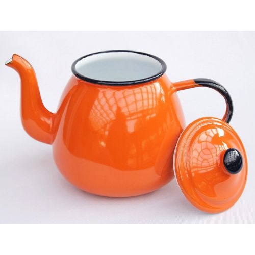  DanDiBo Teekanne 582AB 0,75 L Orange emailliert 14 cm Wasserkanne Kanne Kaffeekanne Emaille Nostalgie