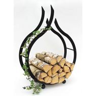 DanDiBo Kaminholzregal Innen Schwarz Kaminholzstander Flamme 78 cm Holzkorb Kaminholzhalter Feuerholzregal Holzregal