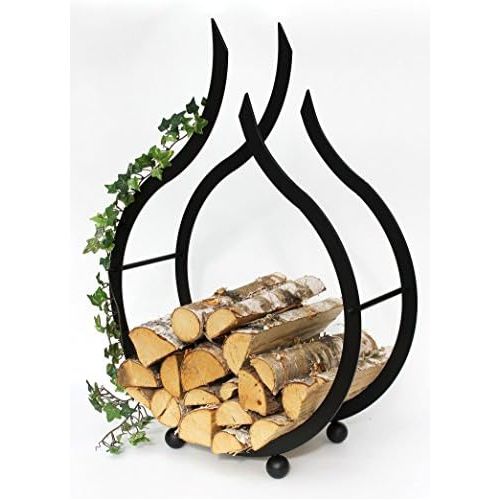  DanDiBo Kaminholzregal Innen Schwarz Kaminholzstander Flamme 78 cm Holzkorb Kaminholzhalter Feuerholzregal Holzregal