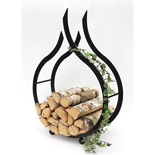  DanDiBo Kaminholzregal Innen Schwarz Kaminholzstander Flamme 78 cm Holzkorb Kaminholzhalter Feuerholzregal Holzregal