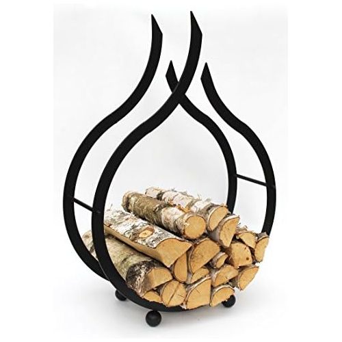  DanDiBo Kaminholzregal Innen Schwarz Kaminholzstander Flamme 78 cm Holzkorb Kaminholzhalter Feuerholzregal Holzregal