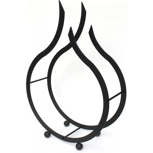  DanDiBo Kaminholzregal Innen Schwarz Kaminholzstander Flamme 78 cm Holzkorb Kaminholzhalter Feuerholzregal Holzregal