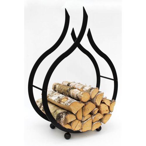  DanDiBo Kaminholzregal Innen Schwarz Kaminholzstander Flamme 78 cm Holzkorb Kaminholzhalter Feuerholzregal Holzregal