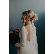 /Danani Simple Bohemian Wedding Veil Casual Floor Length Gossamer Tulle Swag Drape Veil Carefree boho elegant modern contemporary unique veil 321