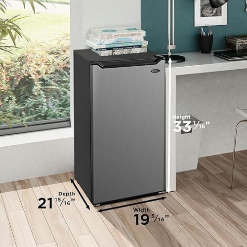  Danby DCR044B1SLM-6 4.4 Cu.Ft. Compact Refrigerator with Chiller-Mini Fridge for Bar, Dorm, Basement, Den, Kitchen, or Living Room, Stainless Steel