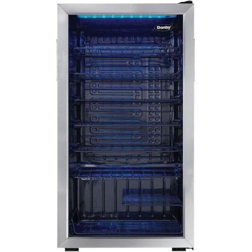  Danby DWC036A1BSSDB-6 3.3 Cu. Ft. Free Standing Wine Cooler, Holds 36 Bottles, Single Zone Fridge with Glass Door-Chiller for Kitchen, Home Bar, Stainless Steel