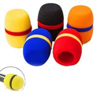 [아마존베스트]Dancepandas Microphone Cover Foam 5 Pieces Colourful Foam Mic Wind Protection Microphone Windscreen for Recording Podcasting (Yellow Black Blue Red Orange)