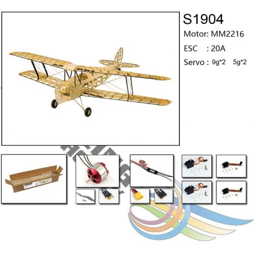  Dancing Wings Hobby 39 Balsa Laser Cut Model Kit De Havilland DH82a Tiger Moth Biplane by DW Hobby Electric Airplane Kit to Build for Adults (S1904)