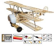 Dancing Wings Hobby DW Hobby S17 Balsa Wood Building Triplane Electric Fokker DR.I with 770mm Wingspan Laser-Cut Model Flying Airplane;Need to Build Aeroplane for Adults;RC Un-Assembled Flying Model f