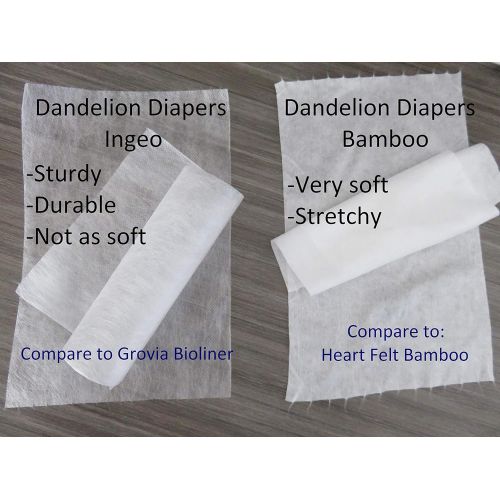  Dandelion Diapers 100% Bamboo Diaper Liner Inserts, Unscented, Biodegradable, Chlorine-Free and Dye-Free, Gentle and Soft for Baby Skin - 600 Sheets (3 x 200 Sheet Rolls)