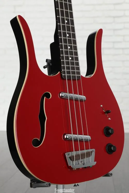  Danelectro Red Hot Longhorn Semi-hollowbody Bass Guitar - Red Demo