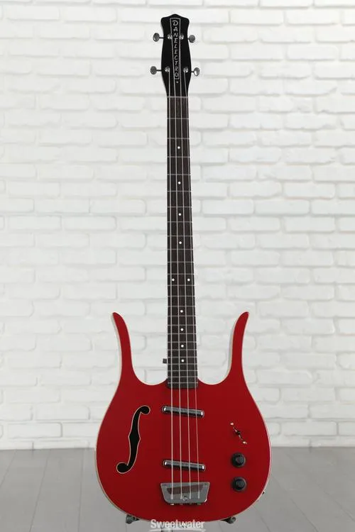  Danelectro Red Hot Longhorn Semi-hollowbody Bass Guitar - Red Demo