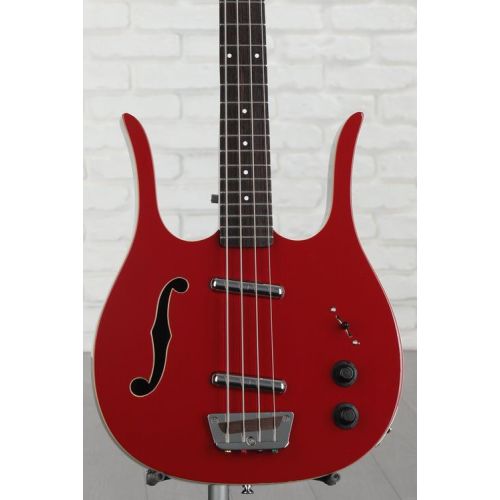  Danelectro Red Hot Longhorn Semi-hollowbody Bass Guitar - Red Demo