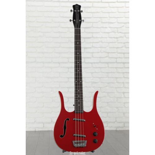  Danelectro Red Hot Longhorn Semi-hollowbody Bass Guitar - Red Demo