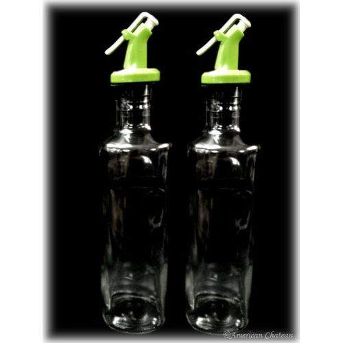  Danesco Retro Glass Oil & Vinegar Bottles Cruet Set with Pourers