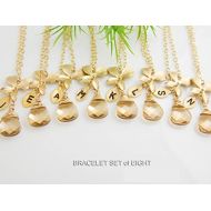 Danglingjewelry Personalized Bridesmaid Bracelet, Monogram Bracelet, Set of 8, Initial Bracelet, Bridesmaids Jewelry, Wedding Jewelry, Bridesmaid Gift