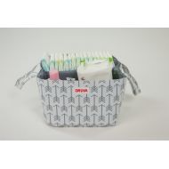 Diaper Storage Caddy By Danha  Portable Diaper Bag And Stacker With Beautiful White Gray Arrow Unisex...