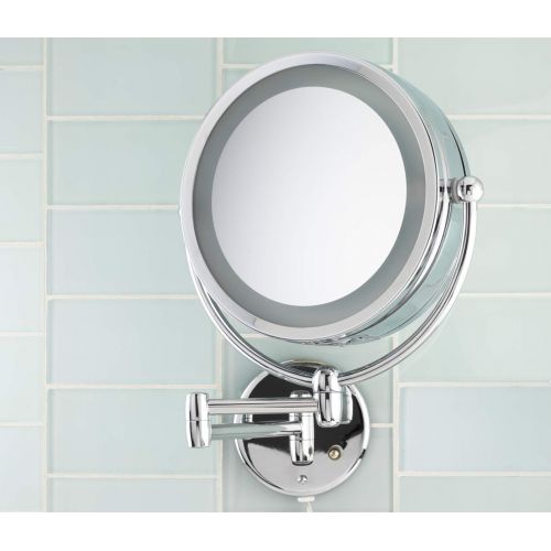  Danielle Revolving Wall-Mounted Day/Night Lighted Mirror, 10X Magnification, Chrome