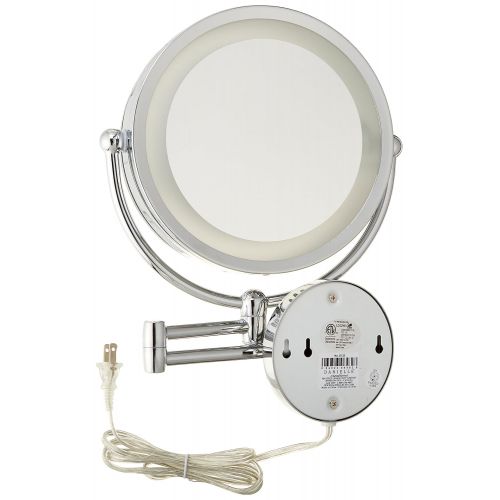  Danielle Revolving Wall-Mounted Day/Night Lighted Mirror, 10X Magnification, Chrome