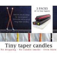 DanishVintageDesigns TINY TAPERS (3 PK) - Quistgaard (Dansk Designs) candle holders. 3 boxes of 12 new tiny taper candles handmade by Danish artisan candle maker