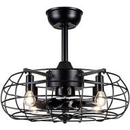 Dannilong Caged Ceiling Fan with Lights ,Modern Enclosed Ceiling Fan Indoor with Remote Control ,Black Industrial Ceiling Fan Light Kit (Grid)