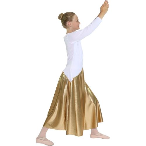  Danzcue Girls Bi Color Long Sleeve Worship Dance Dress