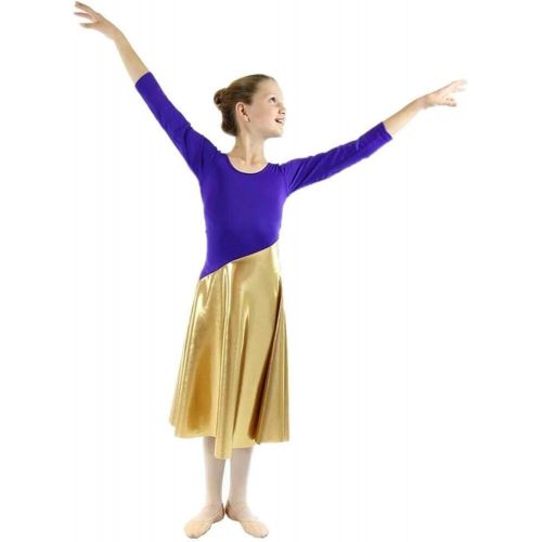  Danzcue Girls Bi Color Long Sleeve Worship Dance Dress