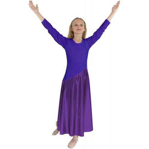  Danzcue Girls Bi Color Long Sleeve Worship Dance Dress