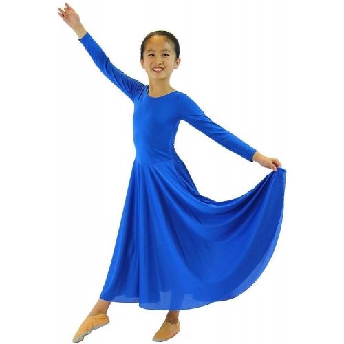  Danzcue Girls Praise Loose Fit Full Length Long Sleeve Dance Dress