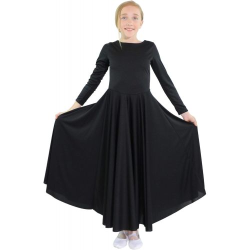  Danzcue Girls Praise Loose Fit Full Length Long Sleeve Dance Dress