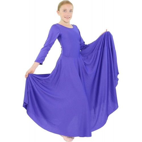  Danzcue Girls Praise Loose Fit Full Length Long Sleeve Dance Dress