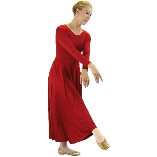  Danzcue Womens Praise Loose Fit Full Length Long Sleeve Dance Dress