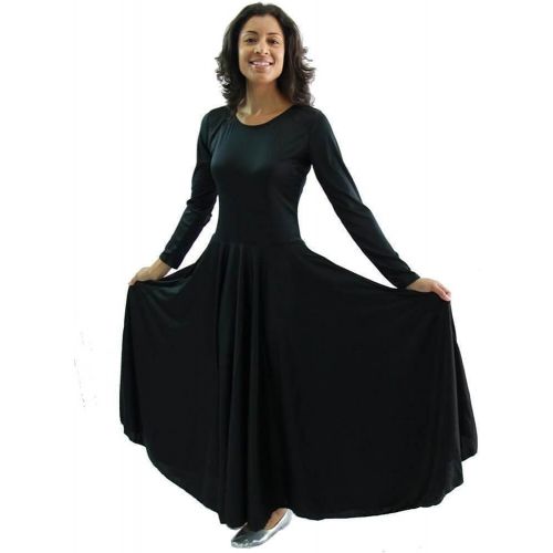  Danzcue Womens Praise Loose Fit Full Length Long Sleeve Dance Dress