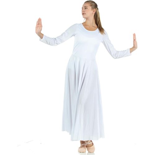  Danzcue Womens Praise Loose Fit Full Length Long Sleeve Dance Dress