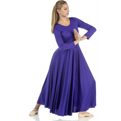  Danzcue Womens Praise Loose Fit Full Length Long Sleeve Dance Dress