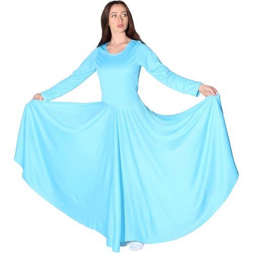  Danzcue Womens Praise Loose Fit Full Length Long Sleeve Dance Dress