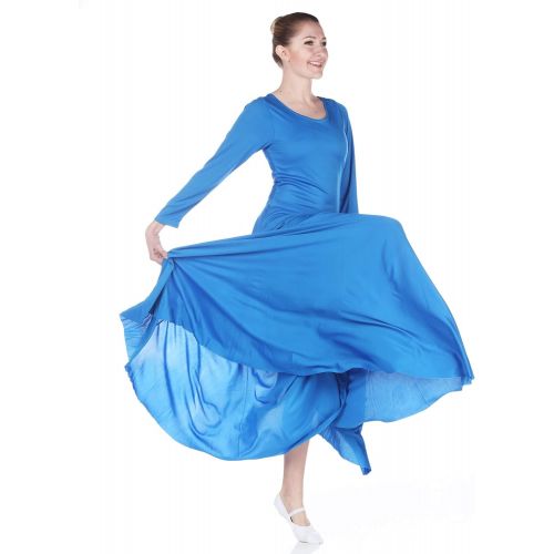  Danzcue Womens Praise Loose Fit Full Length Long Sleeve Dance Dress