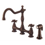 Danze D404457BR Opulence Two Handle Kitchen Faucet with Side Spray, Tumbled Bronze