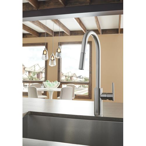  Danze D453558SS Parma Trim Line Single Handle Pull-Down Kitchen Faucet with SnapBack Retraction, Stainless Steel