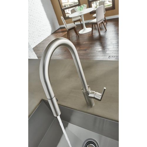  Danze D453558SS Parma Trim Line Single Handle Pull-Down Kitchen Faucet with SnapBack Retraction, Stainless Steel