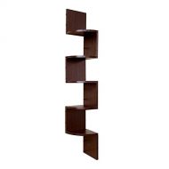 DaoAG 5-Tier Corner Wall Shelf Corner Zig Zag Wall Mount Shelves Wooden Floating Corner Shelves for Living Room Bedroom Decor - Shipped from USA!!! (Coffee)