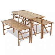 Daonanba Outdoor Picnic Table Set Bamboo Garden Set Folding